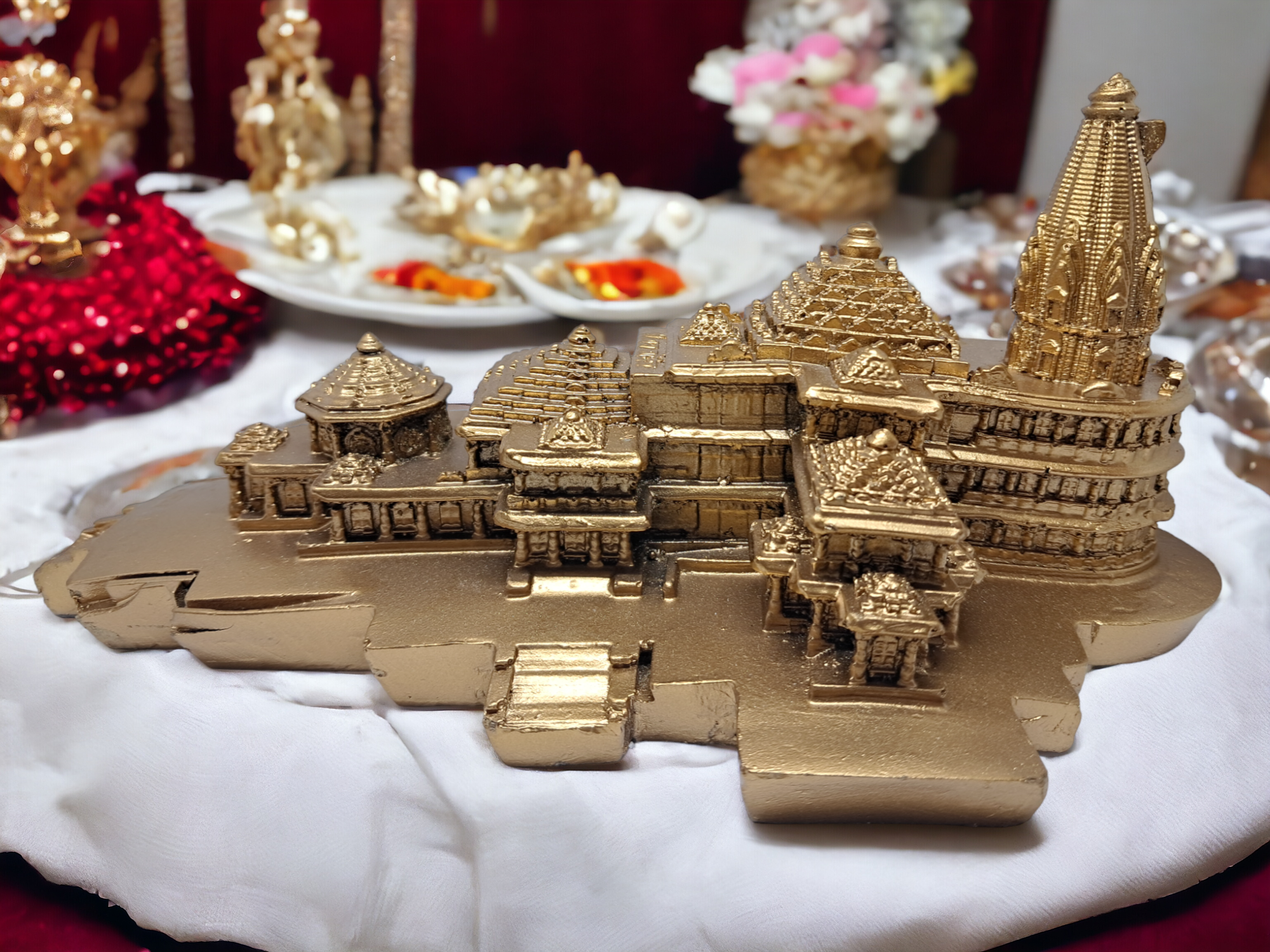 Ram Mandir Ayodhya Model 3D Authentic Design | Ayodhya Ram Mandir Model Resin for Home Temple Home Decor & Gifts (9 Inch Length)