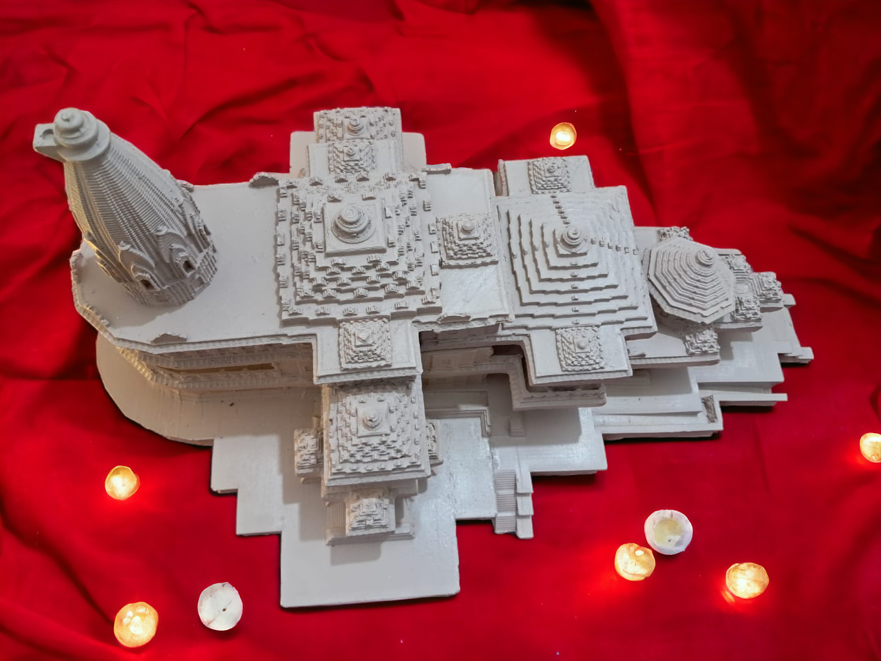 Ram Mandir Ayodhya Model Big Size Authentic Design | Ayodhya Ram Mandir Model Resin for Home Temple Home Decor & Gifts (16 Inch Length)