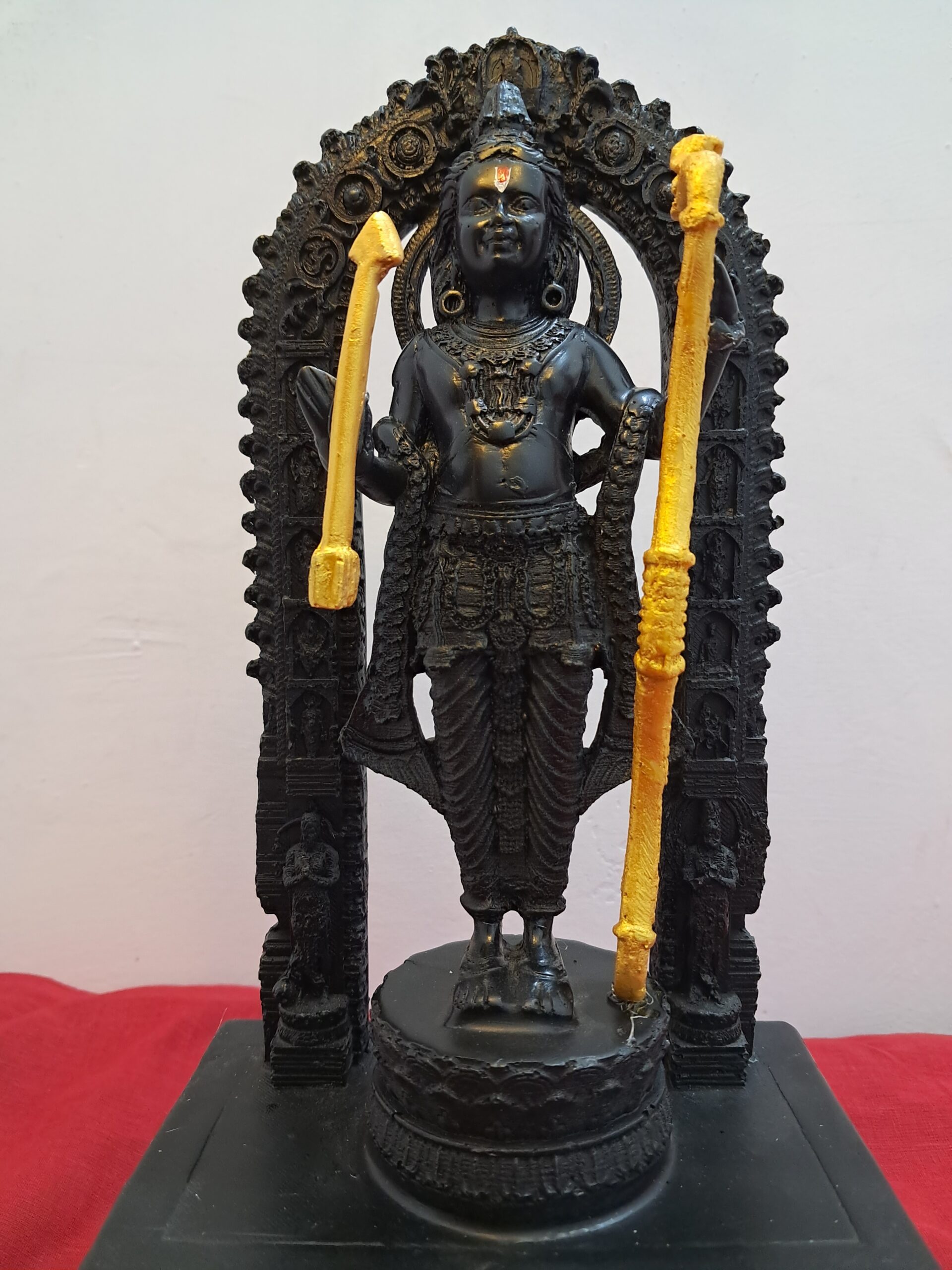 Divine Ram Lalla with Golden Dhanush Idol Ayodhya | Handcrafted Lord Rama with Golden Dhanush Murti for Home Puja | 12 Inches Ram Lalla Statue | Spiritual Decor for Blessings and Harmony