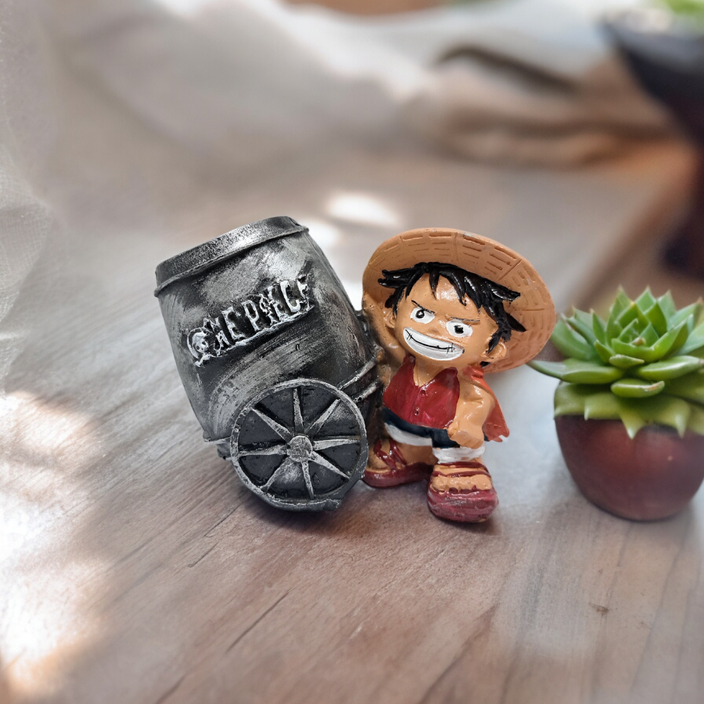 Handcrafted Goku Silver Plant Roller Shape Plant Pot Pencil Pen Holder Showpiece for Home and Office Decor