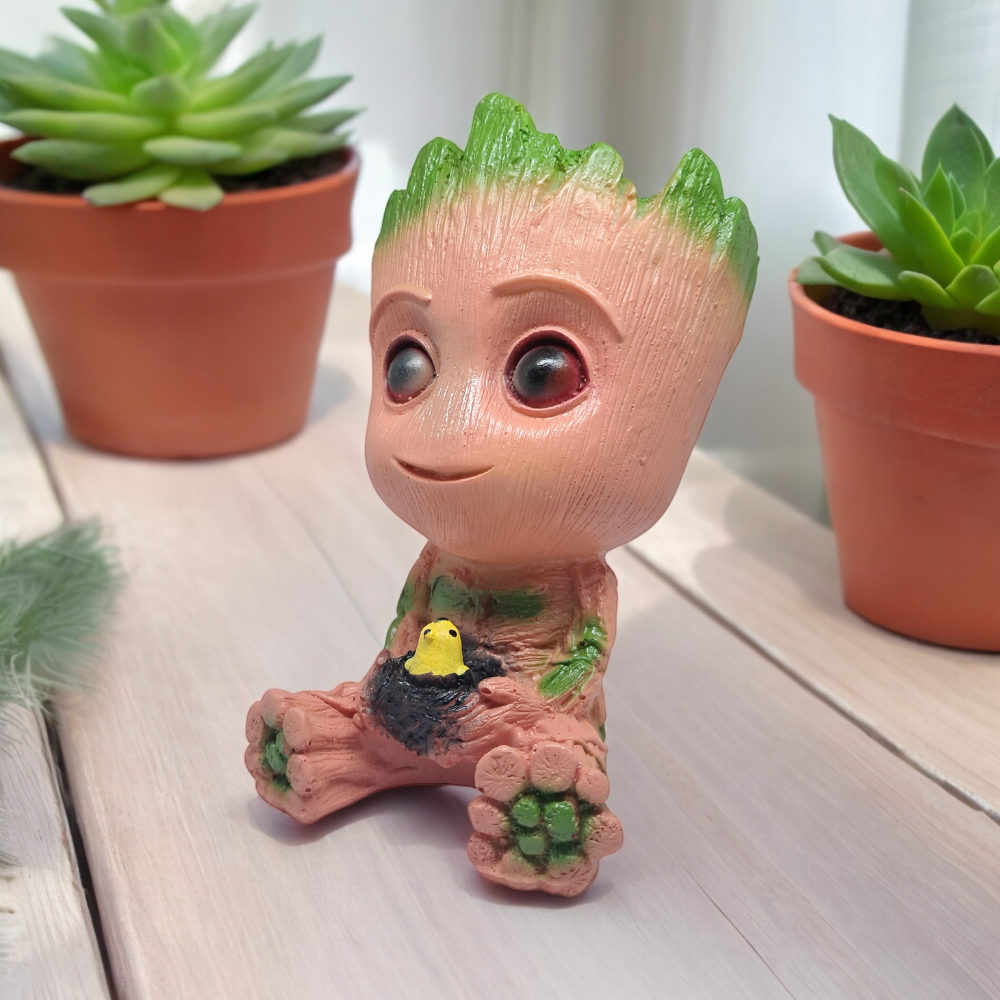 Pink Color Baby Groot Tree with Nest Design Succulent Planter Resin Pots Unique Design Return Gifts polyresin Pot for Indoor and Outdoor use.