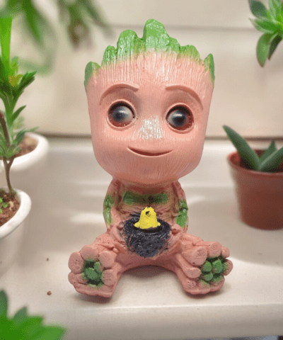 Pink Color Baby Groot Tree with Nest Design Succulent Planter Resin Pots Unique Design Return Gifts polyresin Pot for Indoor and Outdoor use.