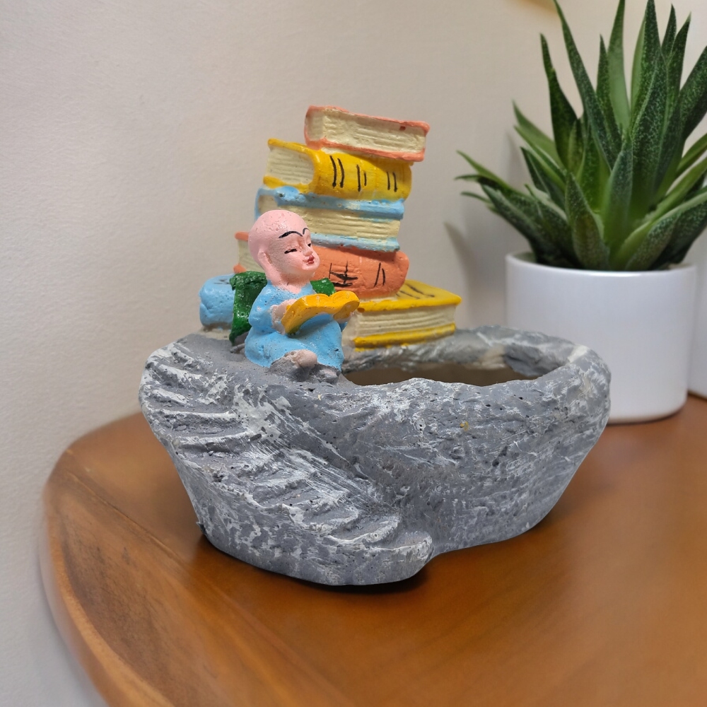 Hancrafted Mini Monk Book Design Resin Succulent Plant Pot for Indoor and Ourdoor Purpose
