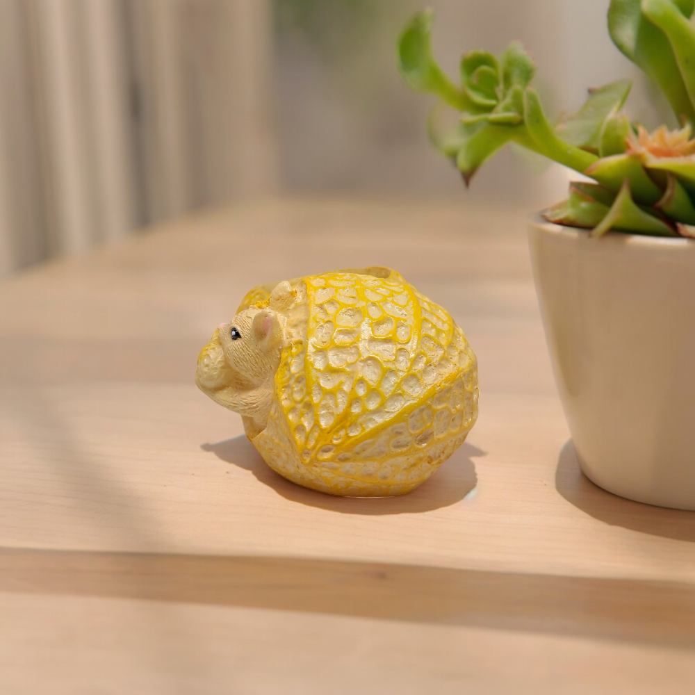 Handcrafted Peanut Shell with Squirrel Shape Succulent Pot Mini Flower Pot Home & Office Desktop Indoor Plant Vase