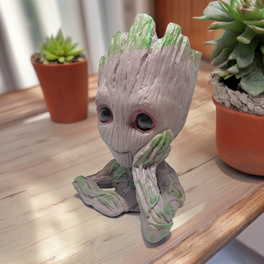 Thinking Groot Succulent Pot Flower Pot Pens Holder Desk or Cute Planters Tabletop Miniature Plants Pot for Indoor Outdoor Garden use