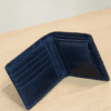 Black vegan leather bifold wallet for men with slim minimalist design