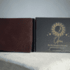 Brown vegan leather bifold wallet for men with slim minimalist design