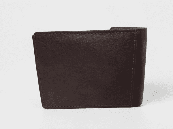 Brown vegan leather bifold wallet for men with slim minimalist design