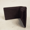 Brown vegan leather bifold wallet for men with slim minimalist design