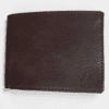 Brown vegan leather bifold wallet for men with slim minimalist design