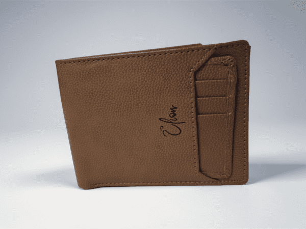 Brown vegan leather wallet for men with slim design and card holder