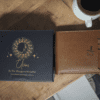 Brown vegan leather wallet for men with slim design and card holder