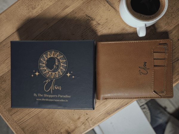 Brown vegan leather wallet for men with slim design and card holder