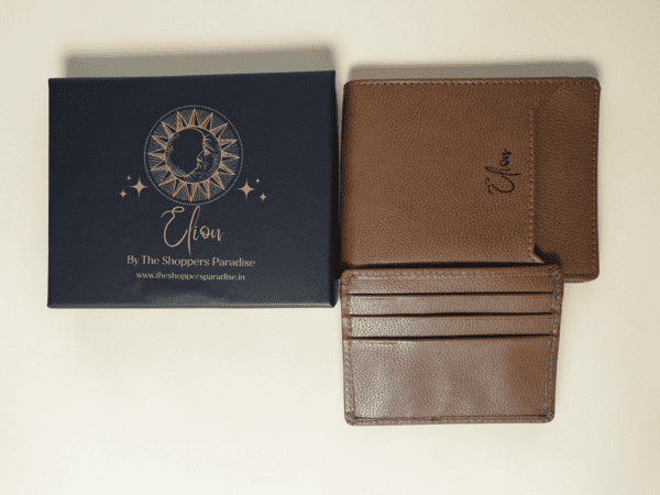 Brown vegan leather wallet for men with slim design and card holder