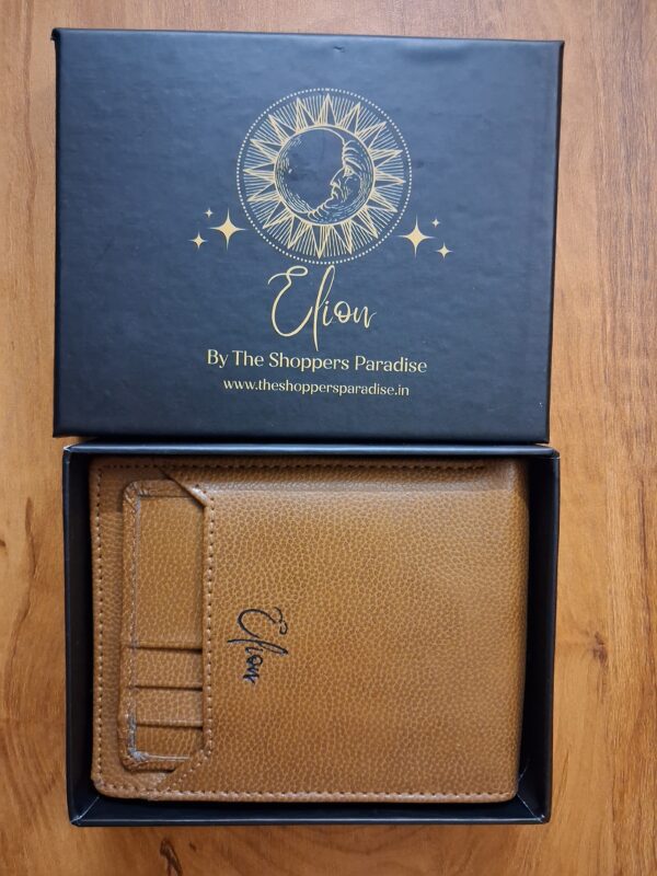 Brown vegan leather wallet for men with slim design and card holder