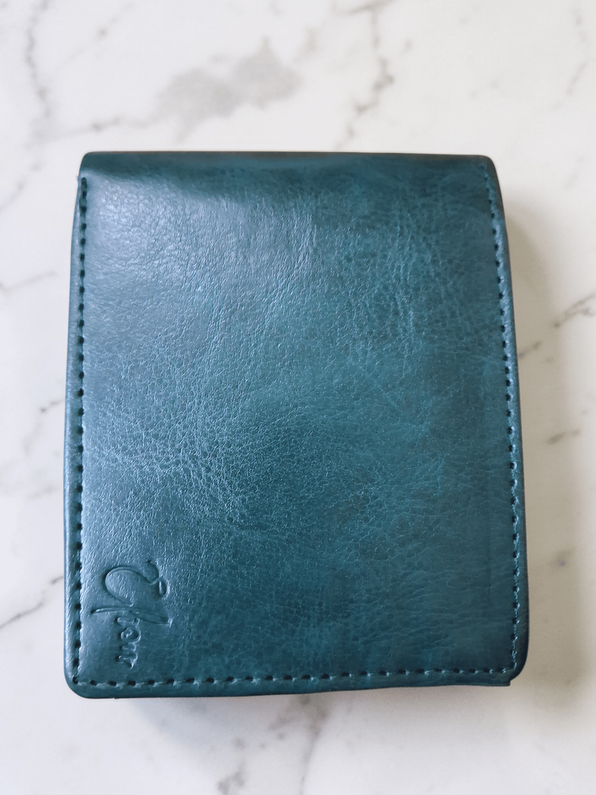 Premium Vegan Leather Green Bi-Fold Wallet for Men | Slim Stylish Minimalist Pocket Wallet
