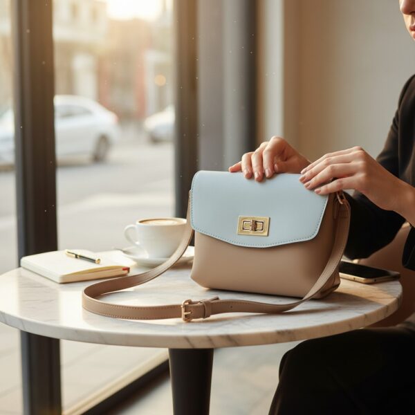 Modern women’s crossbody handbag compact vegan leather purse