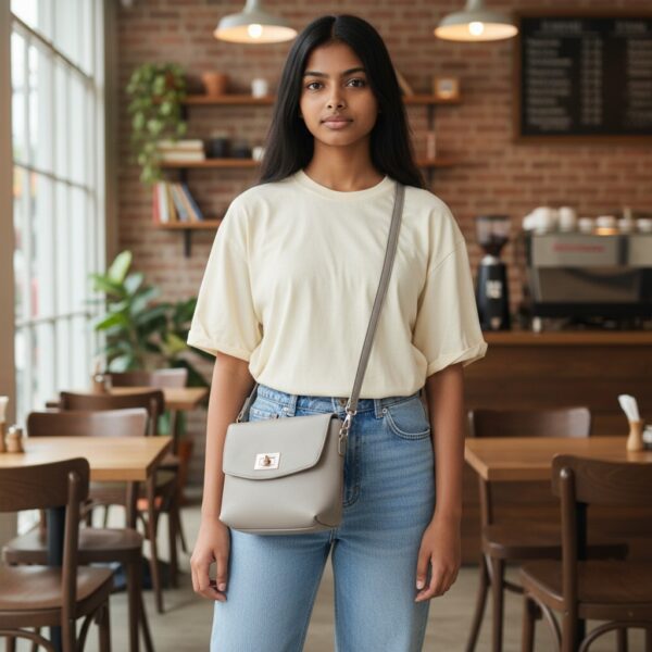 Stylish women’s shoulder bag with gold twist lock closure