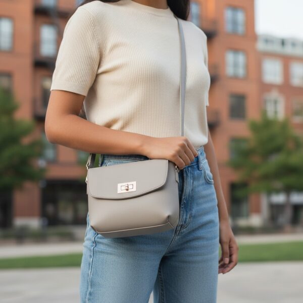 Fashionable women’s vegan leather handbag with adjustable strap