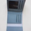 Compact light blue clutch purse for women with flap closure