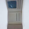 Elegant beige women’s clutch wallet with envelope flap design and textured leather finish