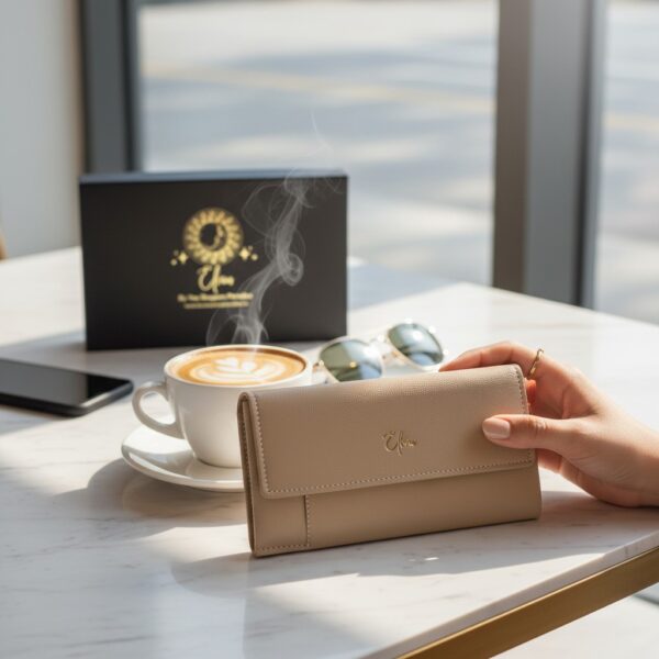 Ladies card holder wallet clutch with zipper pocket and multiple slots