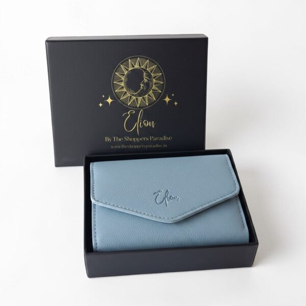 Minimalist light blue clutch wallet for everyday use